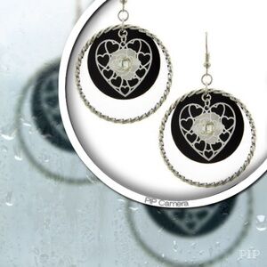 Black Acrylic Heart Earrings
